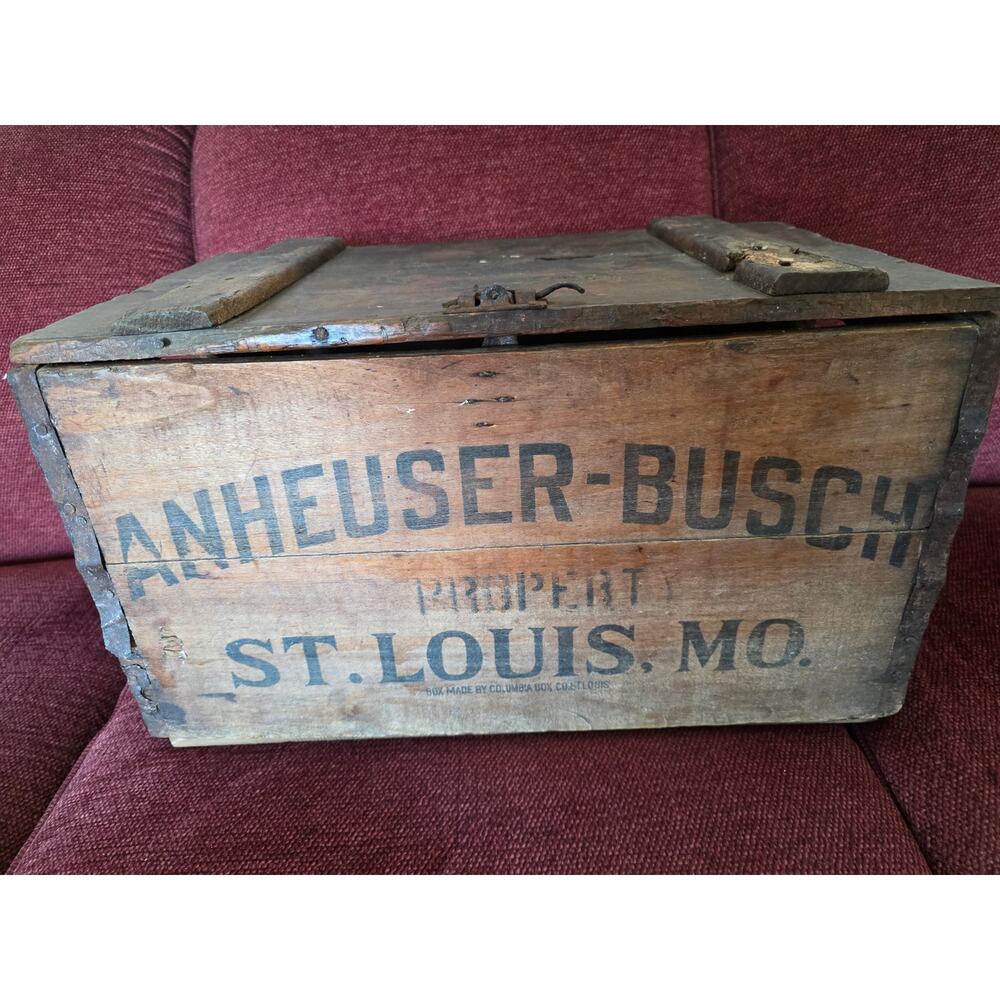 Antique 1920 Prohibition Anheuser Busch St. Louis Beer Wooden Box Crate